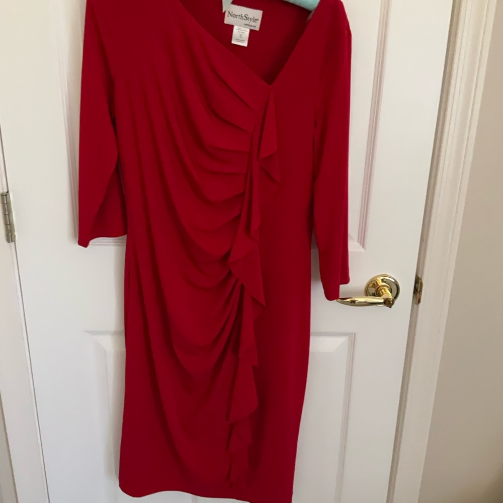 Pretty red evening dress.